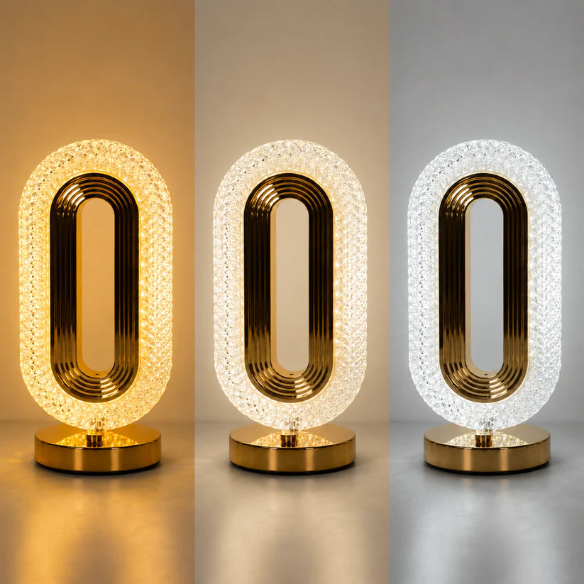 Crystal oval lamp in three light modes — warm, natural, cool