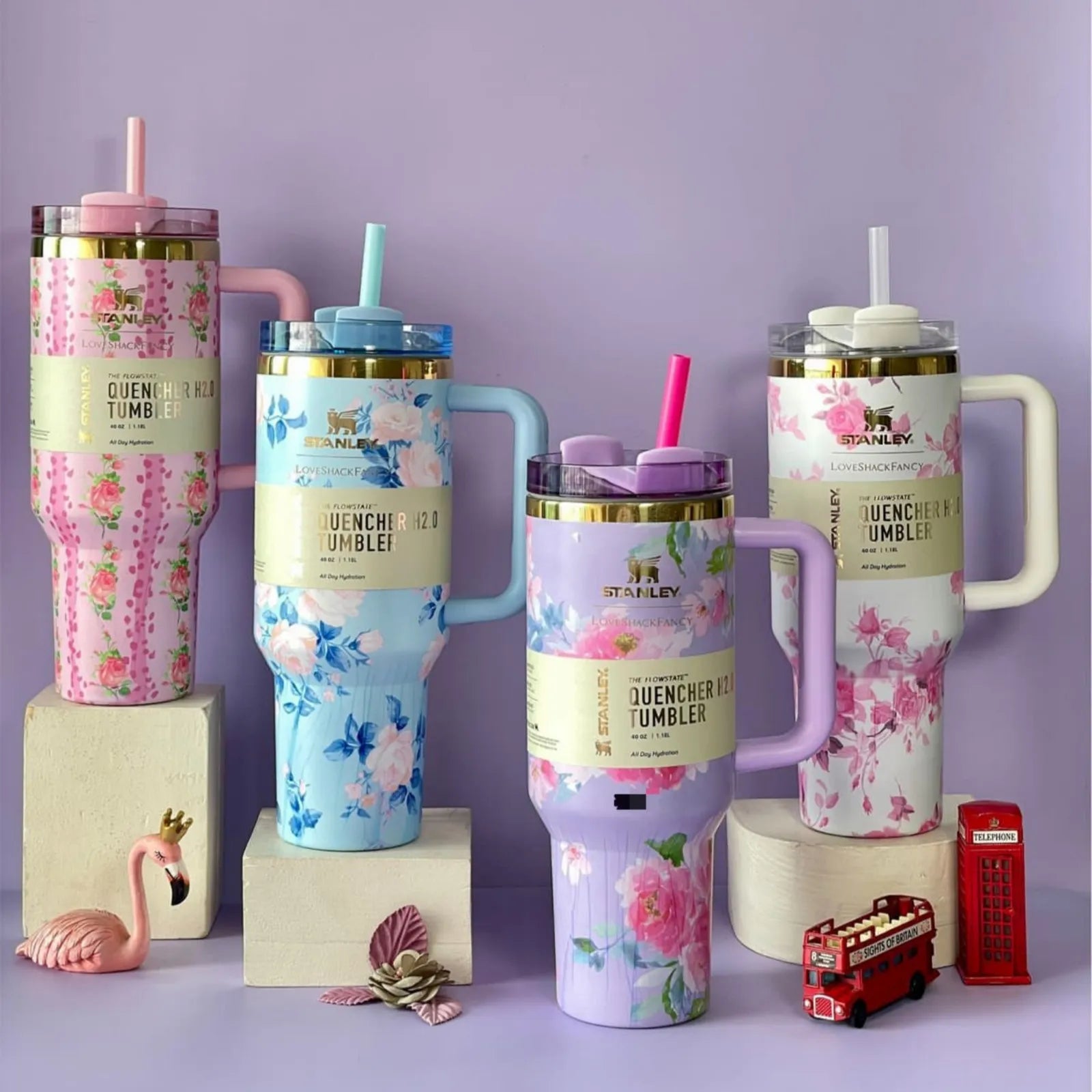 Stanley x LoveShackFancy floral tumblers in four colorways