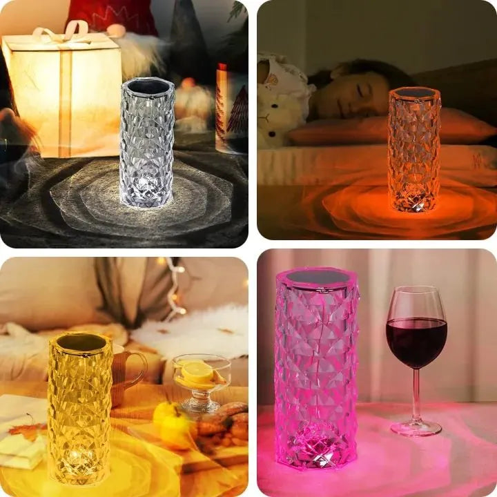 Crystal Diamond RGB Touch Lamp showing 16 color modes