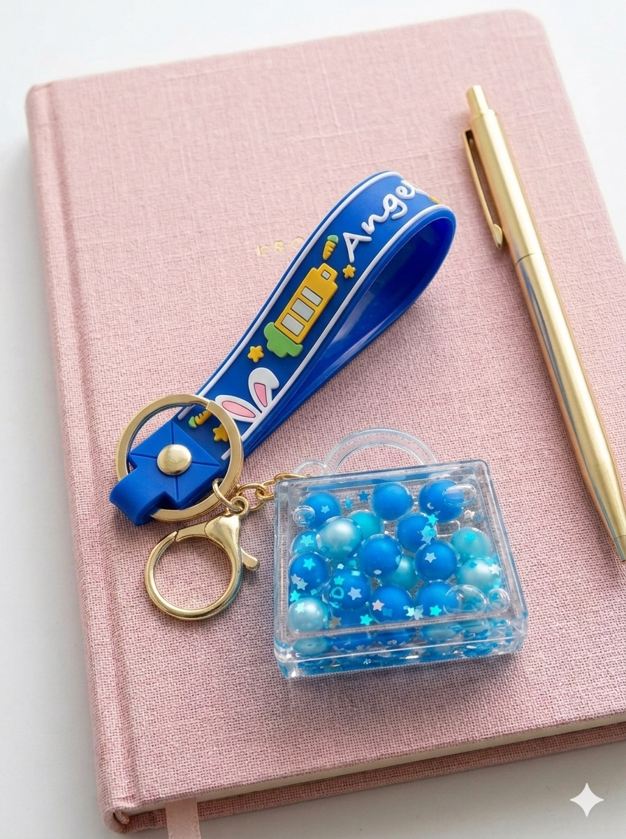 Pink bubble keychain editorial lifestyle