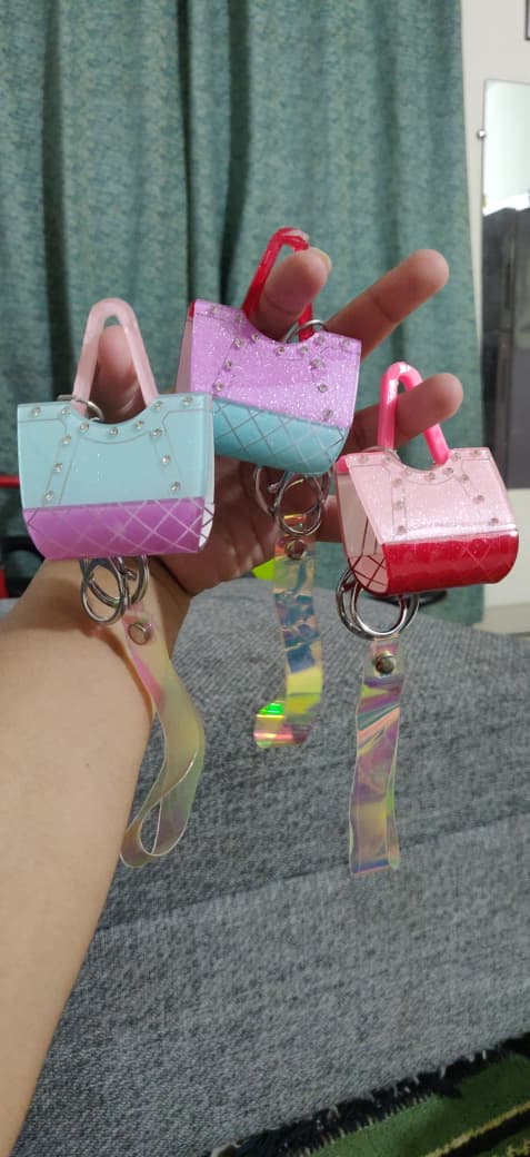 Mini Purse Keychain with Holographic Wrist Strap