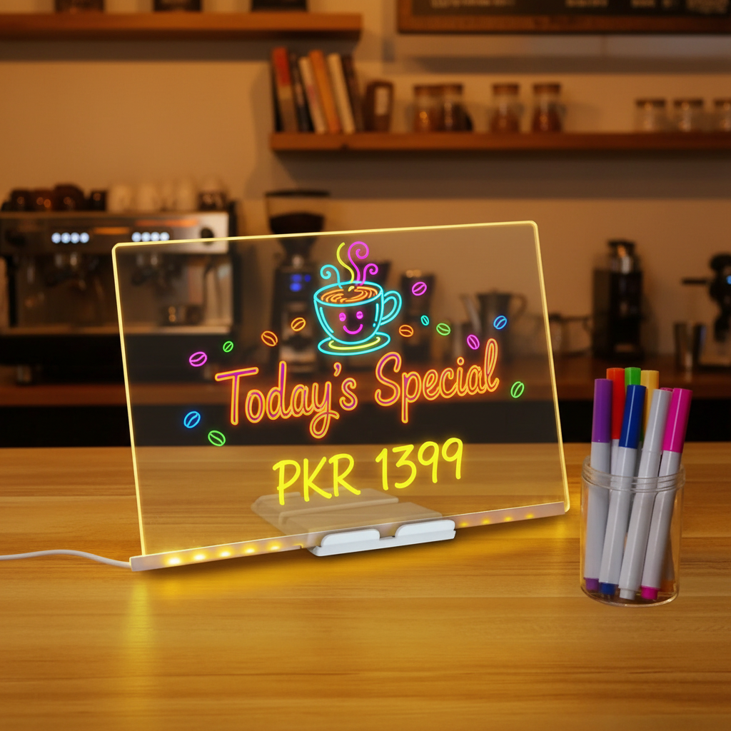Acrylic LED Board - Cafe, Clean, PKR 1399