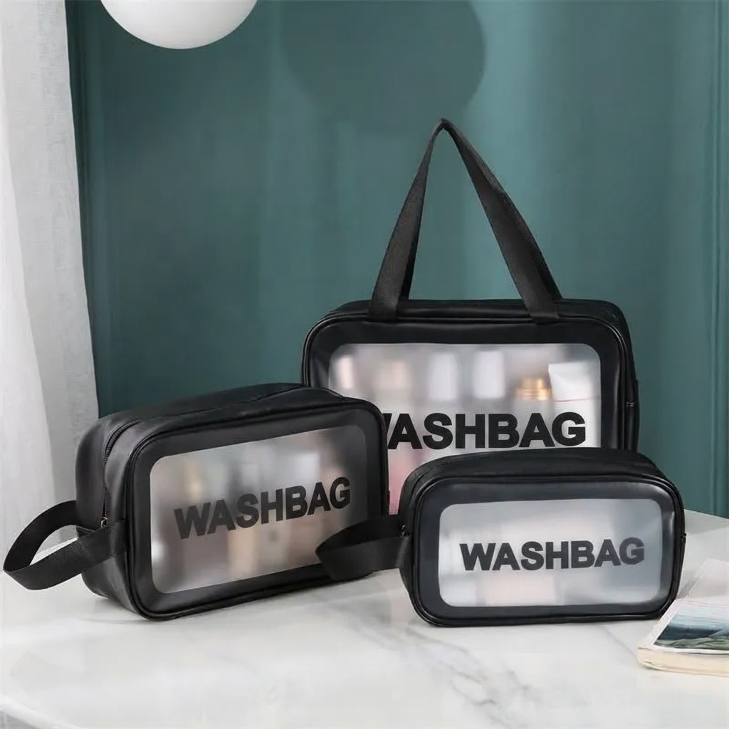 Black Wash Bag Set