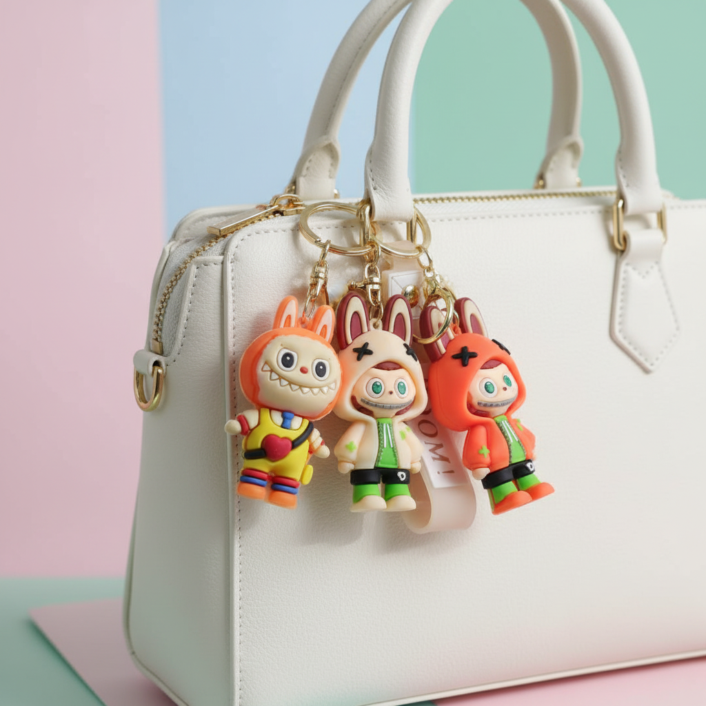 BOOM Keychains on Handbag