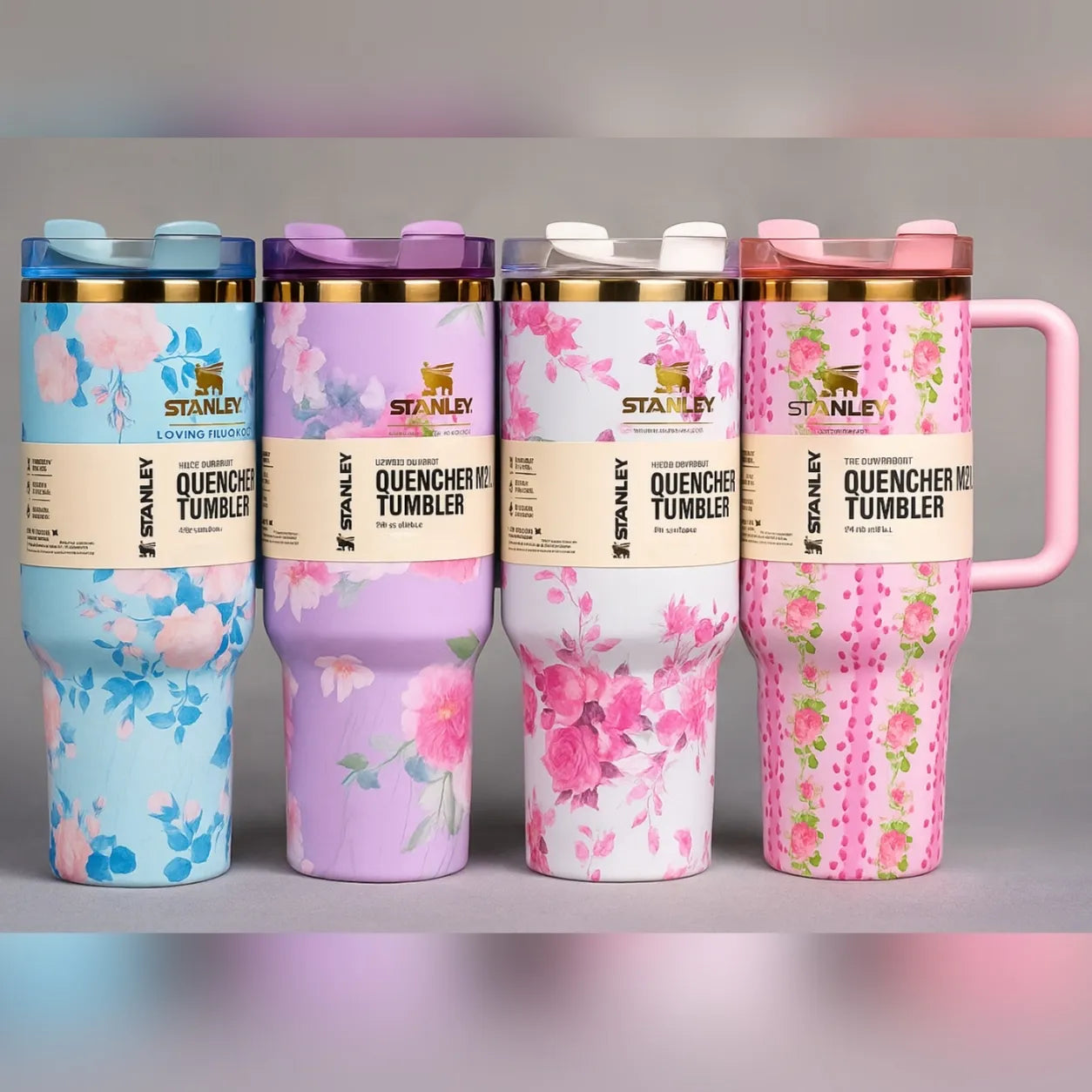 Stanley x LoveShackFancy white blue floral tumbler with gift box