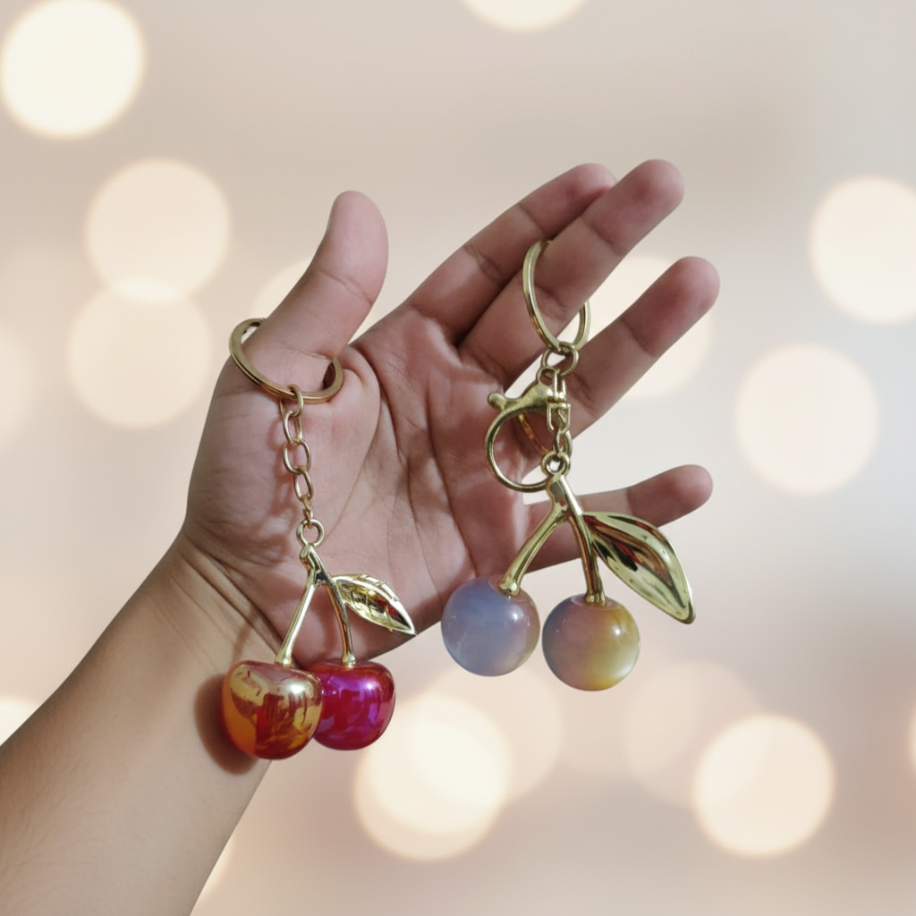Cherry Keychains Hand - Clean Background