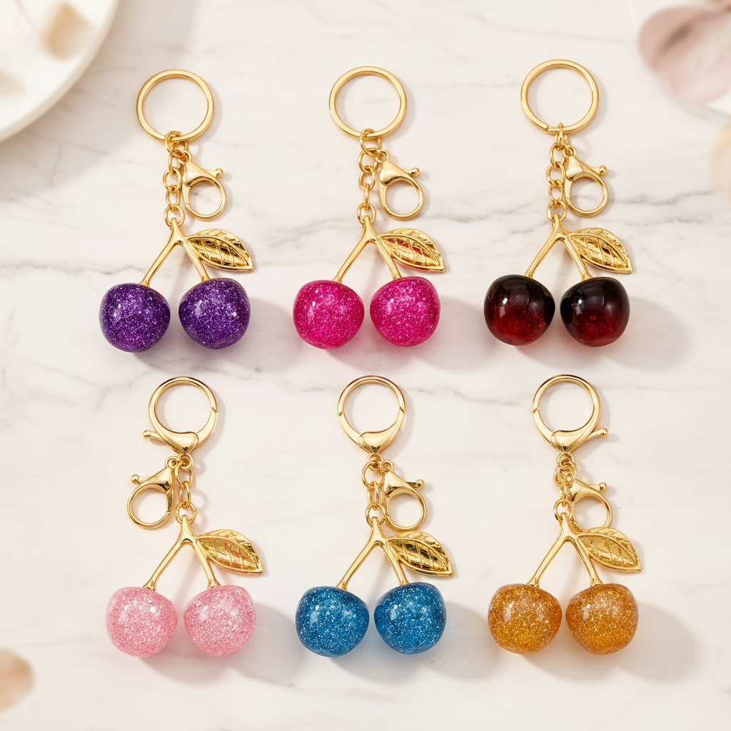 Crystal Cherry Keychain - Color Variants