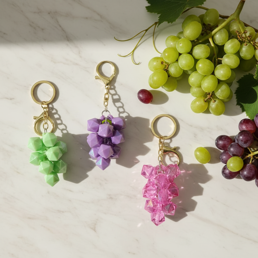 Crystal Grape Keychain Flat Lay