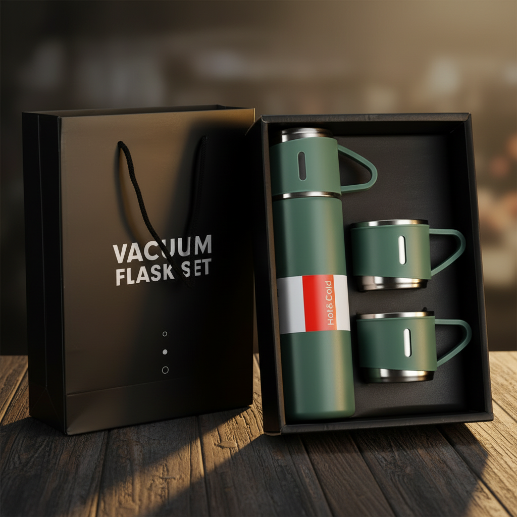 Green Vacuum Flask Hero Shot - Portrait Box