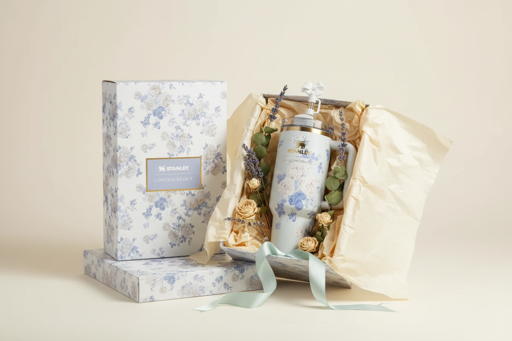 Stanley floral tumbler gift packaging hero