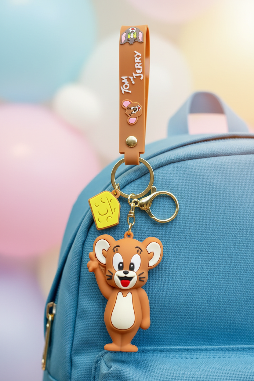 Tom & Jerry 3D Rubber Keychain with Wrist Strap