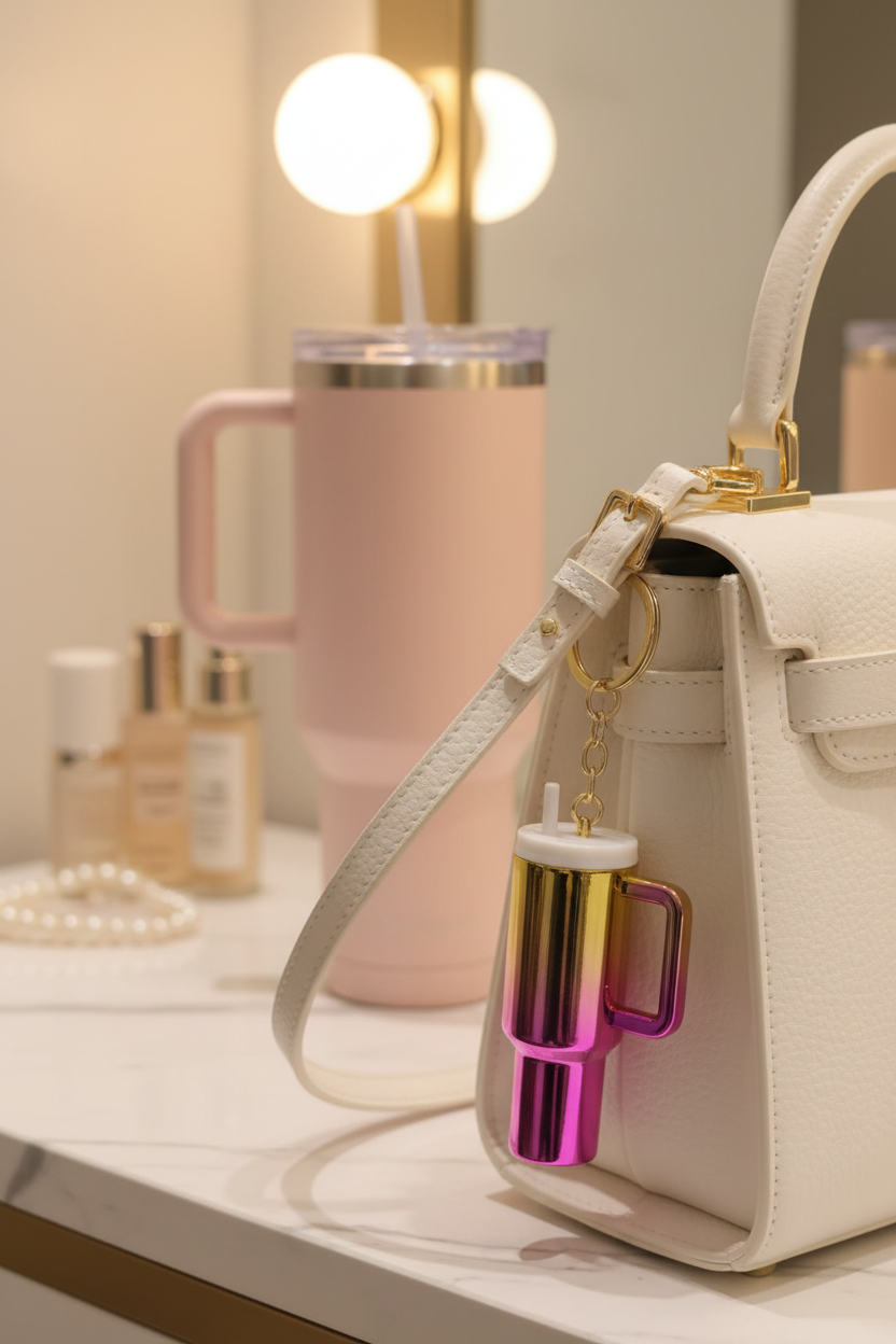 Mini Tumbler Keychain Chrome Handbag