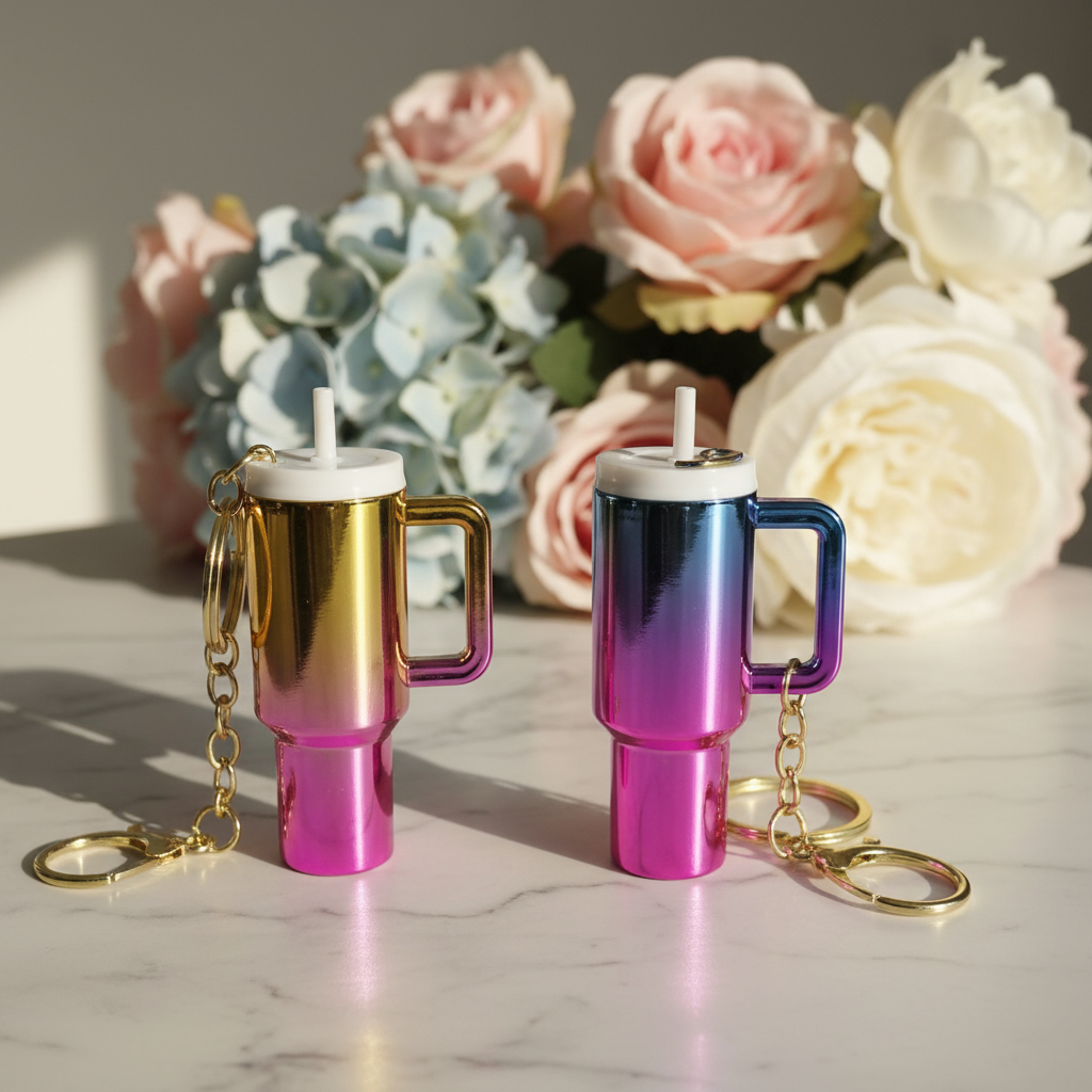 Mini Tumbler Keychain Chrome Lifestyle