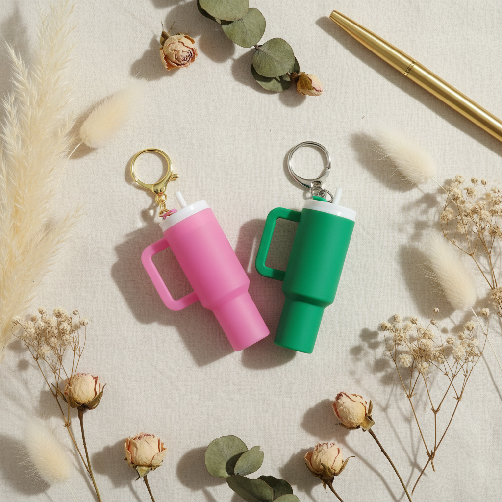 Mini Tumbler Keychain Flat Lay