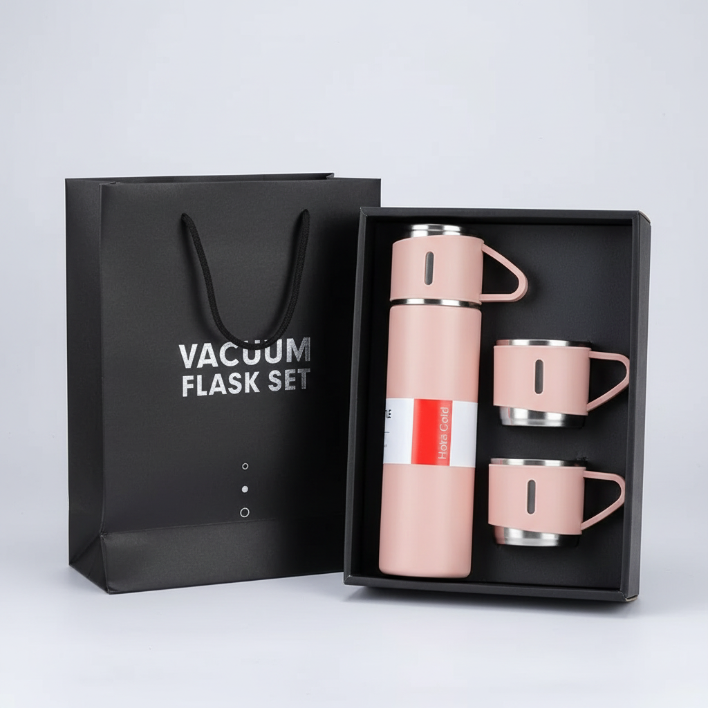 Pink Vacuum Flask Complete Gift Set