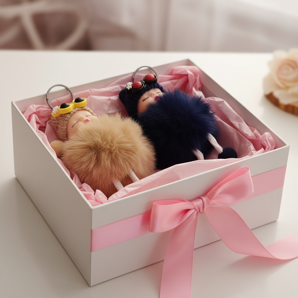 Pom Pom Doll Keychain Gift Box