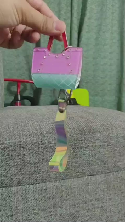 Mini Purse Keychain with Holographic Wrist Strap