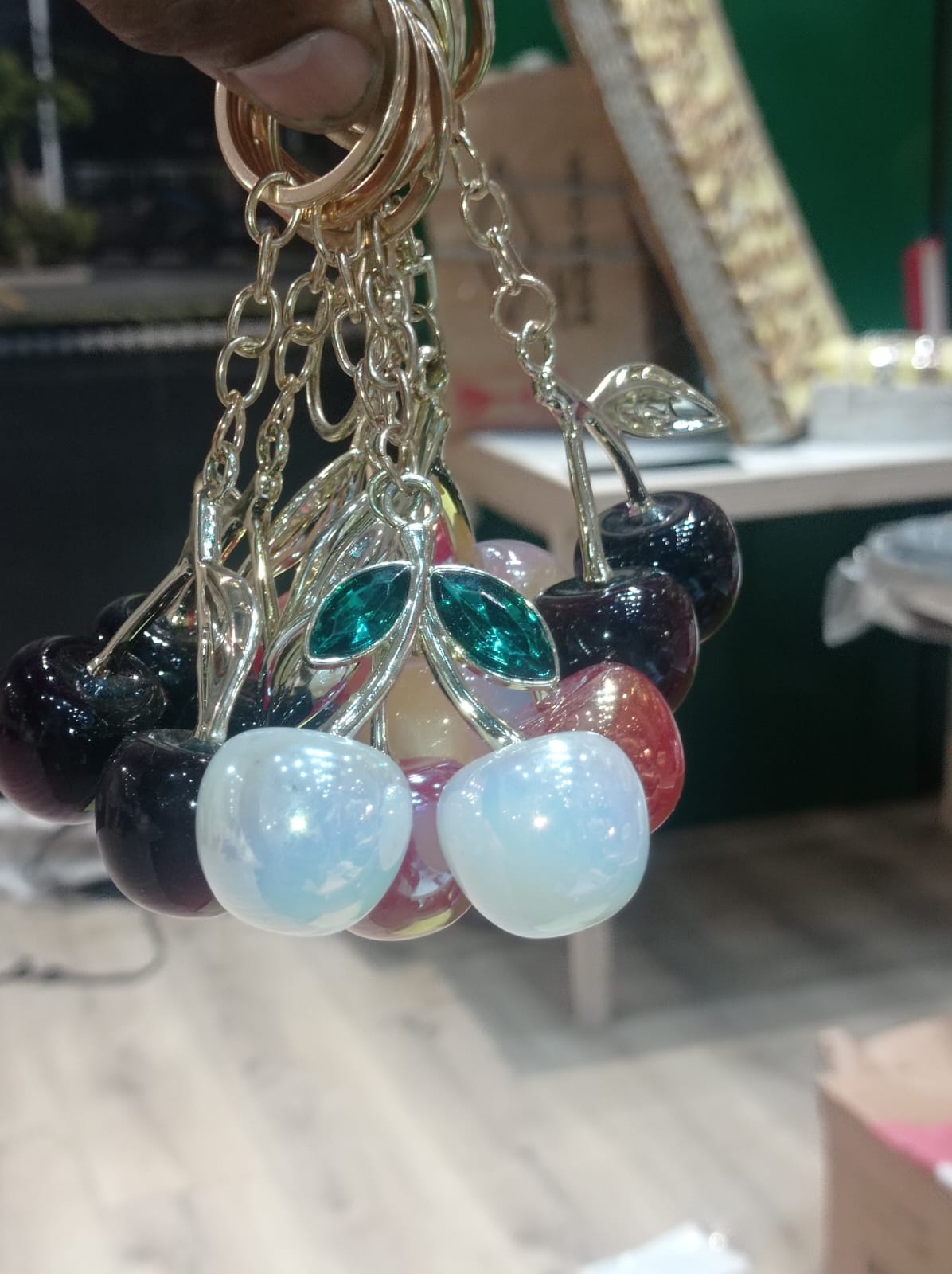 Crystal Cherry Keychain