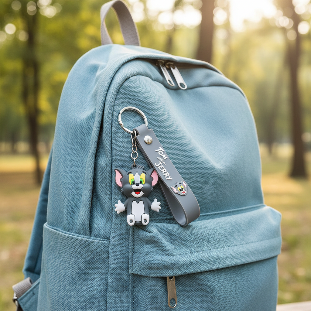 Tom Keychain on Backpack