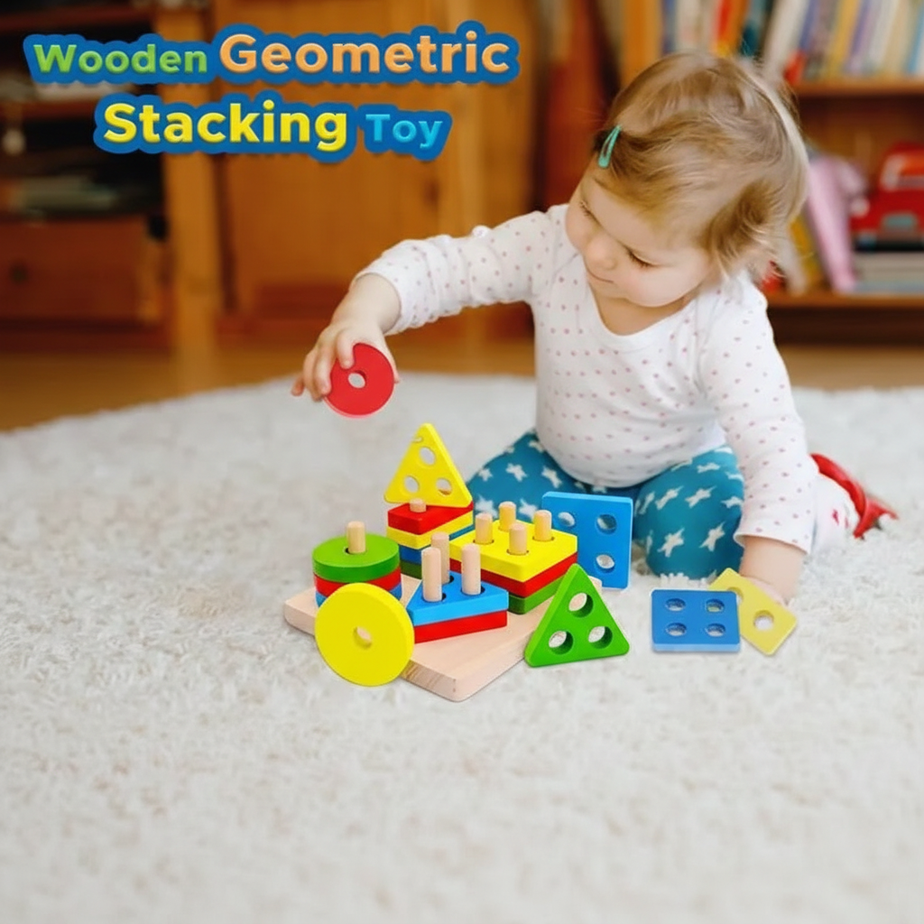 Wooden Toy Toddler Girl with Text